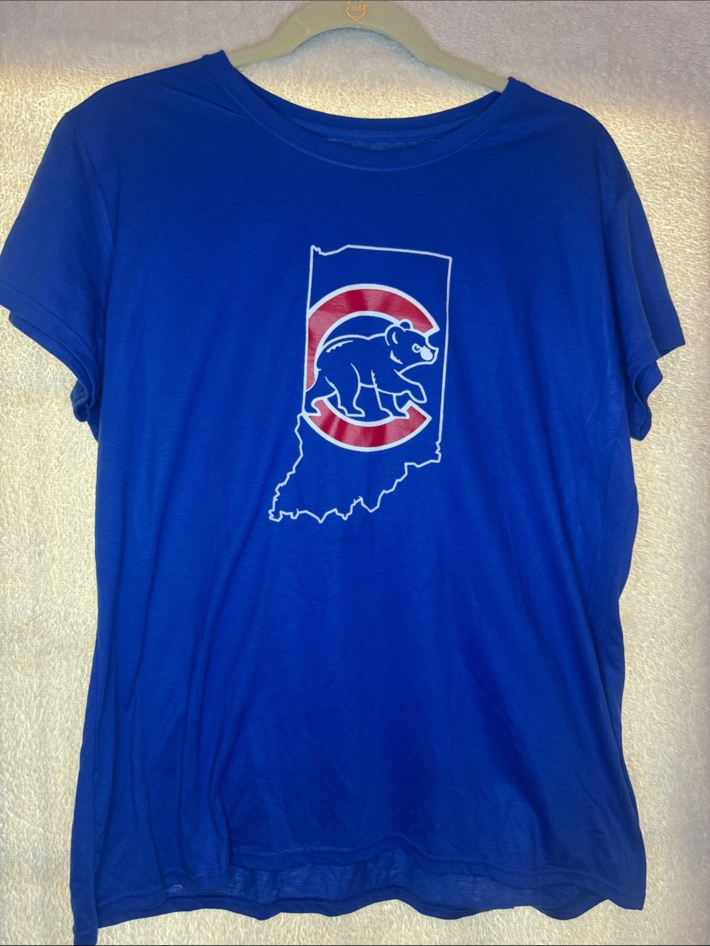Cubs Gildan Royal Blue Short-Sleeve V-neck Tee w/ Red & White Bear State Graphic
